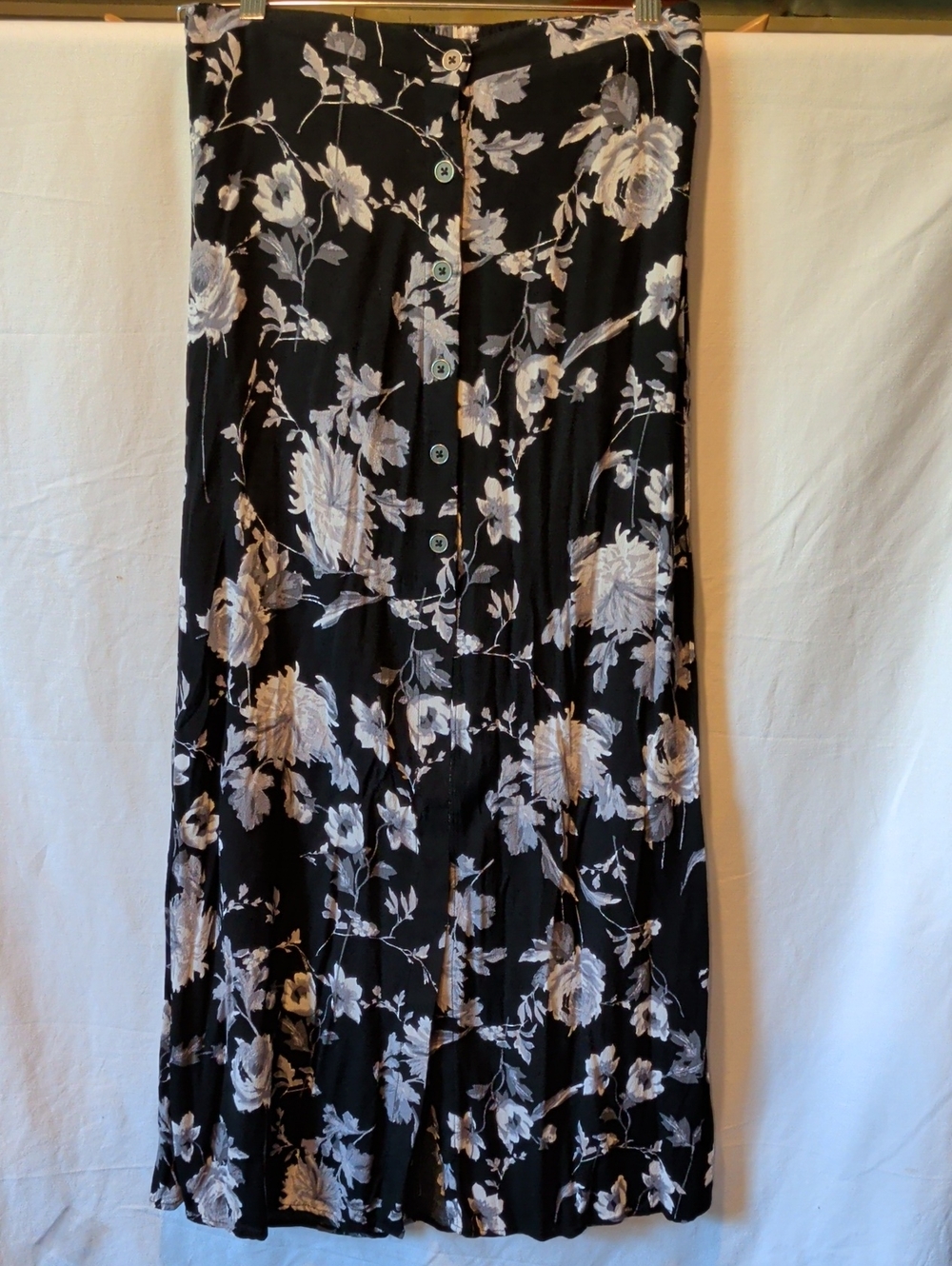 wild fable Black Floral Button-Front Maxi Skirt